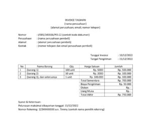Contoh Invoice ke Perusahaan